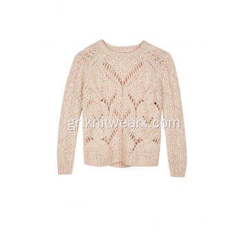 Γυναικείο πλεκτό καλώδιο Pointelle Crew-Neck Chunky Pullover